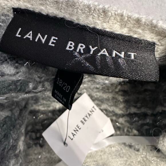 Lane Bryant Sweater Beige Gray Women 18/20 Geometric Horizontal Stripes Pullover - Picture 6 of 8